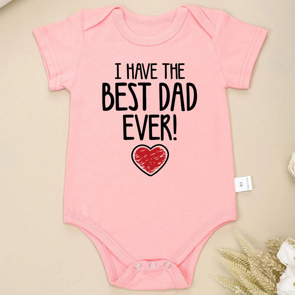 IBodysuit para bebe de 0 a 2 anos meses  coma fraze, Have The Best Dad Ever Newborn Boy Bodysuit Aesthetic Fashion Cute Baby Girl Clothes Cotton Fine Gift Infant Onesie Summer