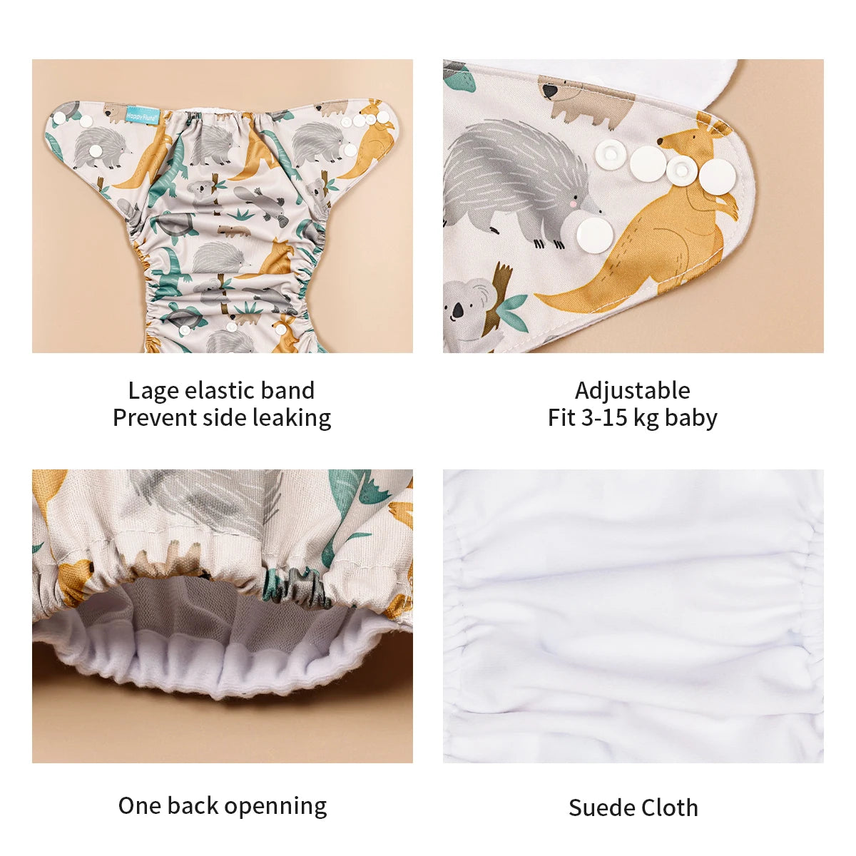 Fraldas de 3-15KG 3Pcs Set Pocket Diaper Suede Cloth Inner Washable&Reusable Absorbent Ecological Adjustable Baby Nappy Cover