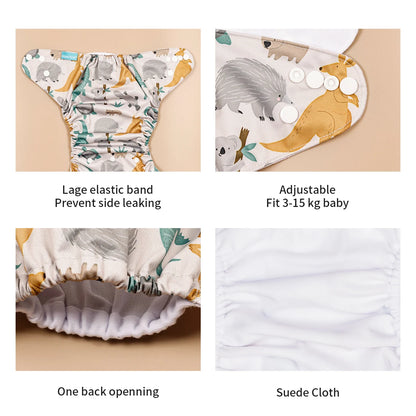 Fraldas de 3-15KG 3Pcs Set Pocket Diaper Suede Cloth Inner Washable&Reusable Absorbent Ecological Adjustable Baby Nappy Cover