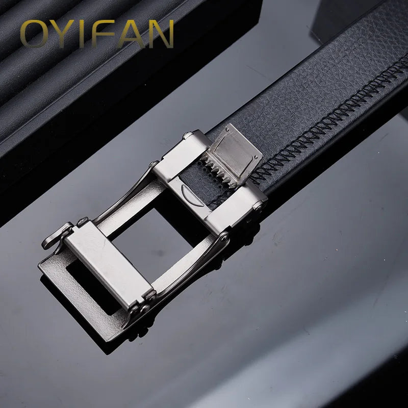 OYIFAN fashion men genuine leather belt automatic buckle adjustable .