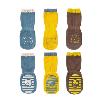 3 Pairs/Lot Cartoon Newborn Socks Children's Anti-slip Socks Spring and Autumn Cute Boy Cotton Baby Toddler Socks