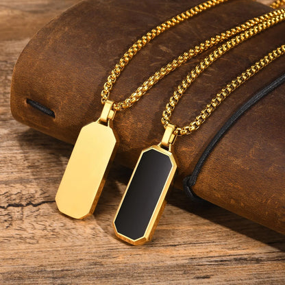 Casual Black Enamel Necklaces for Men,Waterproof Stainless Steel Square Pendant Simple Fashion Male Collar Jewelry Gift                Ideal para momentos especiais..  Seu bebê merece o melhor.  Ideal para você.  Qualidade e sofisticação...