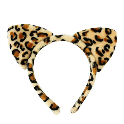 tiara Girls Cute Cow Giraffe Elephant Monkey Headband Kawaii Soft Cat Bear Tiger Panda Ears Headpiece Performance Birthday Party Wear