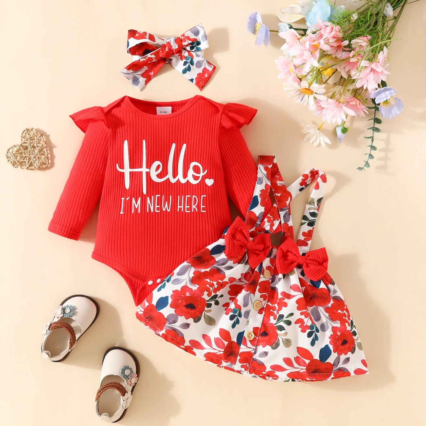 Prowow Panda Baby Girl Outfits Sets Green Cute Panda Romper and Suspender Bamboo Dress 3pcs Baby Clothes Panda Set