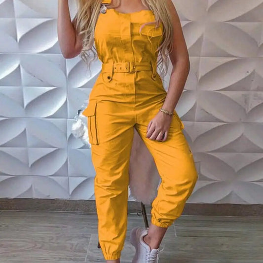 European and American macacao Women .Fashion Women Loose Strap Jumpsuit Ankle Tied Harem Trousers Casual Playsuits