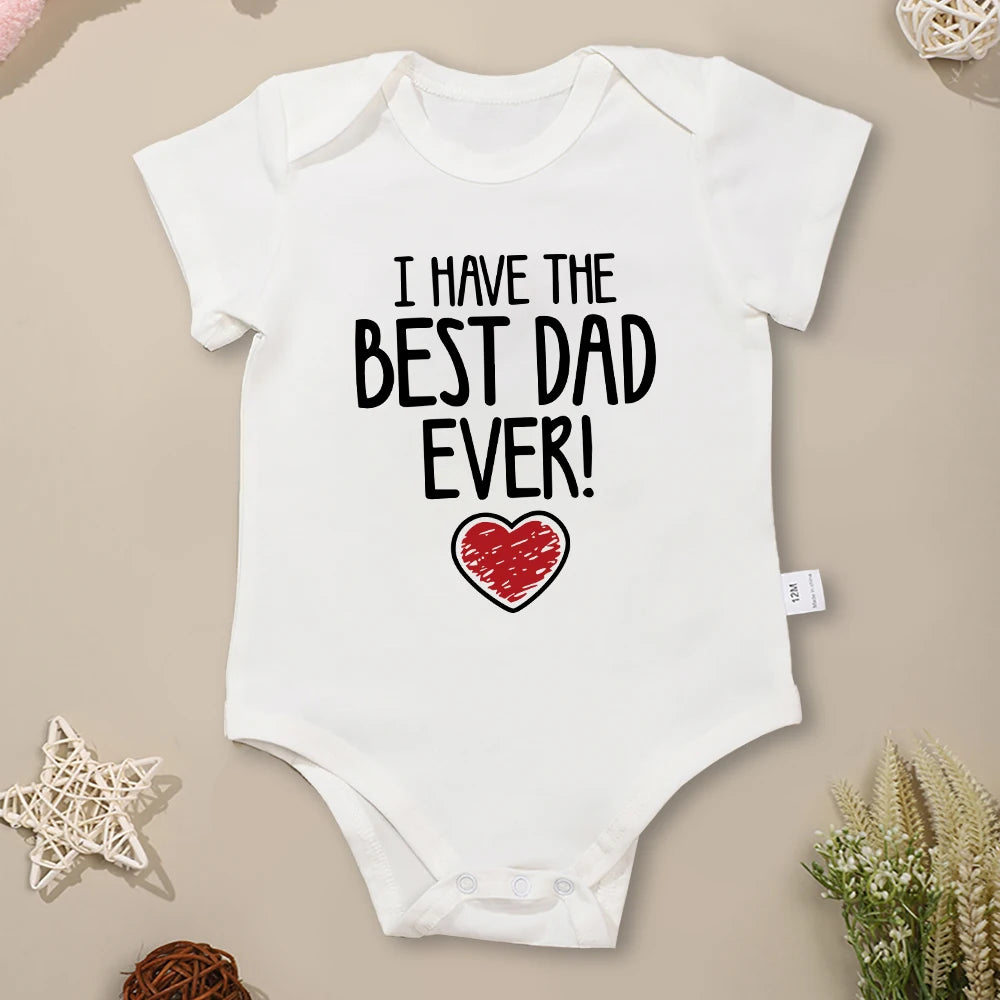IBodysuit para bebe de 0 a 2 anos meses  coma fraze, Have The Best Dad Ever Newborn Boy Bodysuit Aesthetic Fashion Cute Baby Girl Clothes Cotton Fine Gift Infant Onesie Summer
