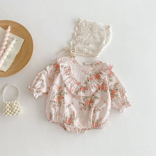 MILANCEL New Spring Baby Bodysuit 0-24M Toddler Cute Printing Flower Jumpsuit Infant Girls One Piece
