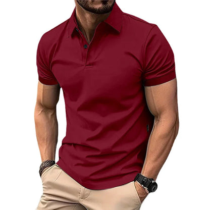Summer Men's Solid Color Polo Shirt Short Sleeve Lapel Button Tshirts for Men Casual Streetwear Lightweight