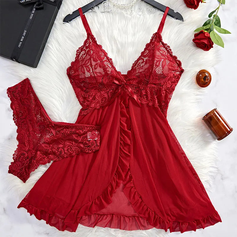 Sexy Lingerie Women Underwear Sexy Sleepwear Thin Style G-string Set Elegant