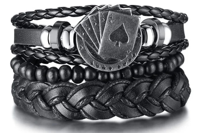 Pulseiras para homem e jovens elaboradas com materiais de alta qualidade conjunto de 4 pulseiras.. 