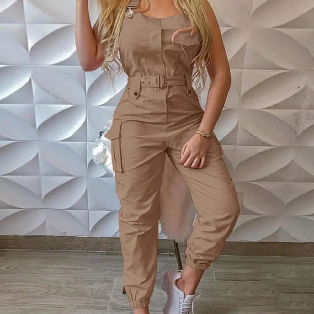 European and American macacao Women .Fashion Women Loose Strap Jumpsuit Ankle Tied Harem Trousers Casual Playsuits