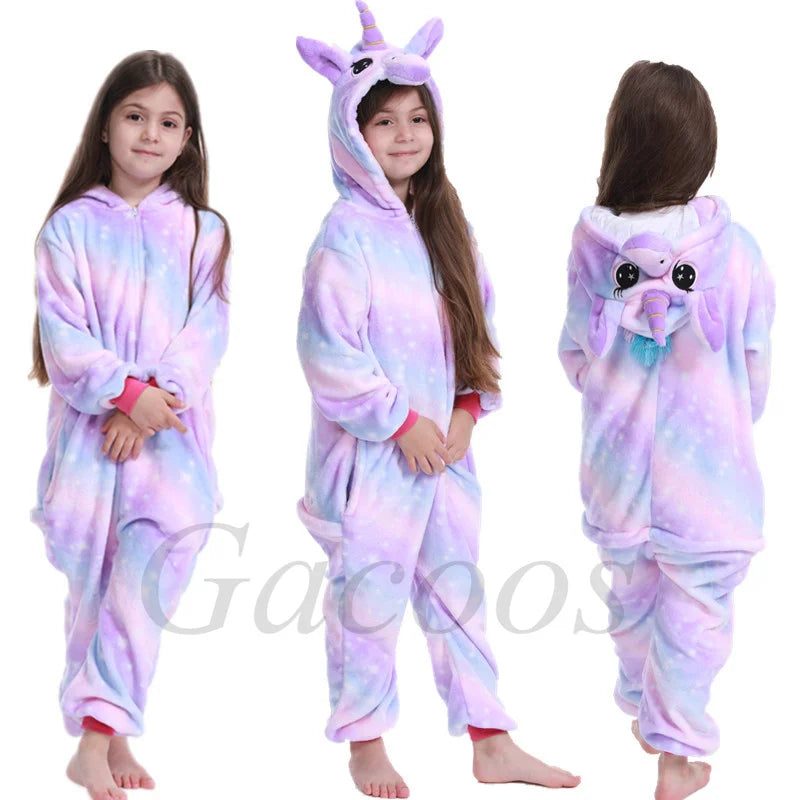 Kigurumi Dinosaur Unicorn Panda Onesie Hooded Pajamas New Kids Children Animal Jumpsuit Girls Boys Cosplay Costume Anime Pyjamas