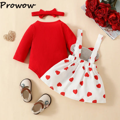 Prowow Panda Baby Girl Outfits Sets Green Cute Panda Romper and Suspender Bamboo Dress 3pcs Baby Clothes Panda Set