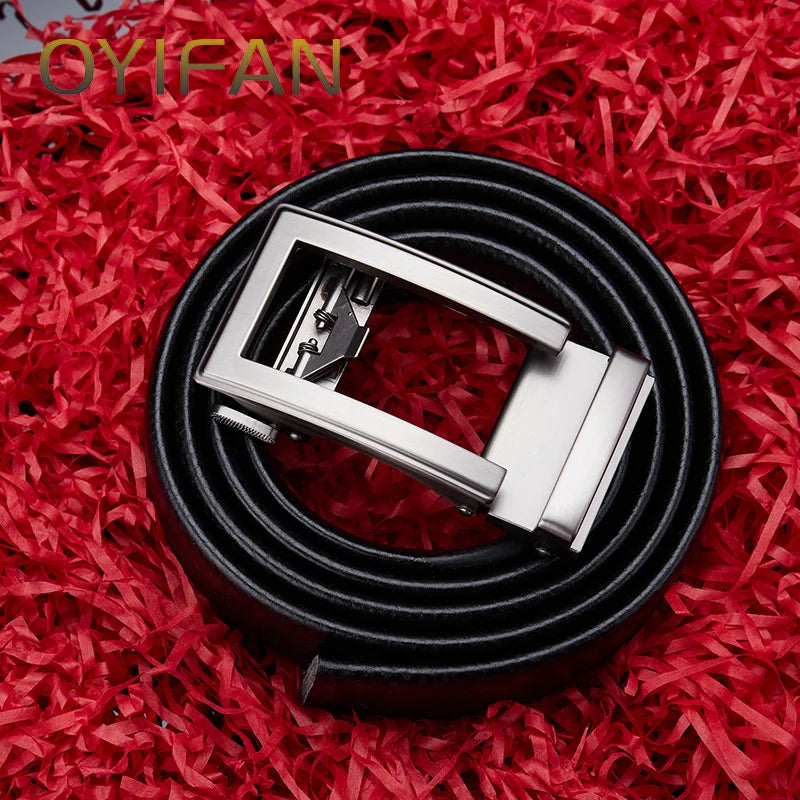 OYIFAN fashion men genuine leather belt automatic buckle adjustable .