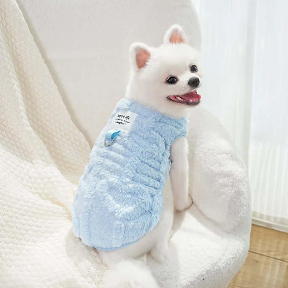 Dog Clothes Winter Teddy Bear Pomeranian Small Dog Pet Autumn and Winter Plush Traction Velvet Clothes Cat Supplies Puppy