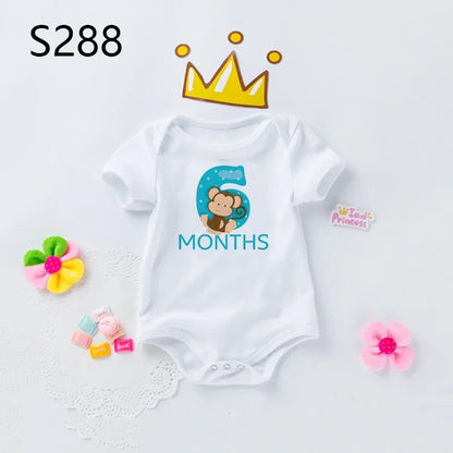 Monthly Baby Grow Bodysuit Cute Animal 1-12 Months One-Pieces
