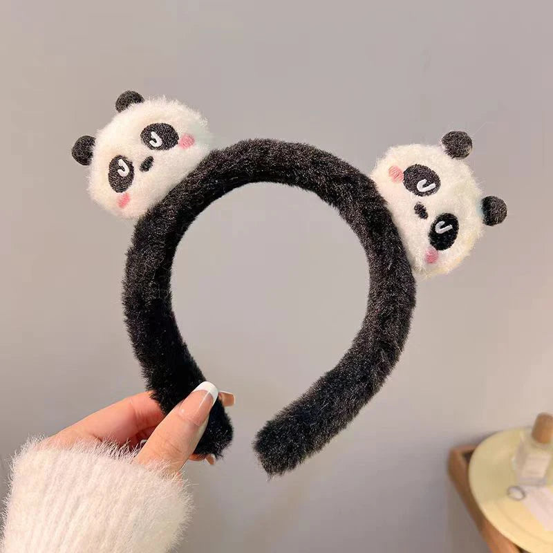 Cute bandelete Panda Hair Bands Face Wash Special Non-slip Headband Cartoon Plush Wide Edge Headband Girls Hair Accessories