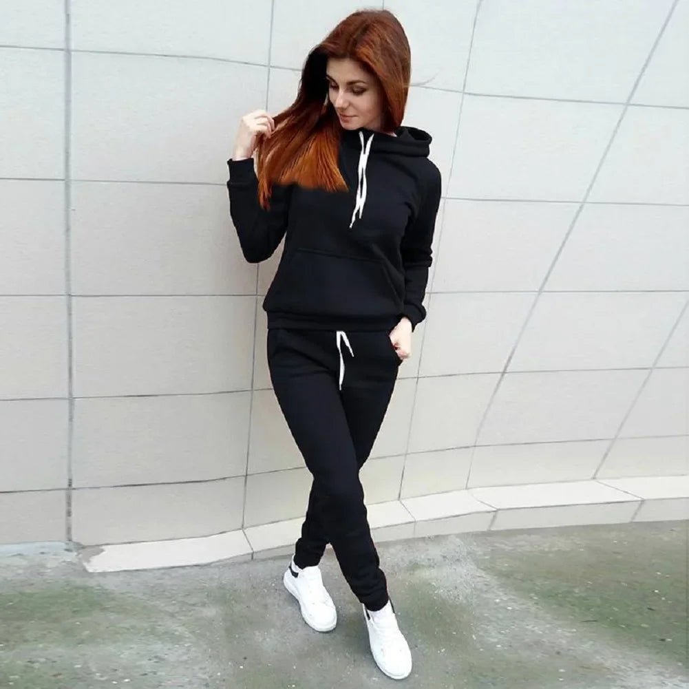 Women Fashion Casual Sweatshirt Ladies Sweat Suit Jogging Set Hot Sale Elegant Hoodies Sports Tops Pants Run Tracksuit