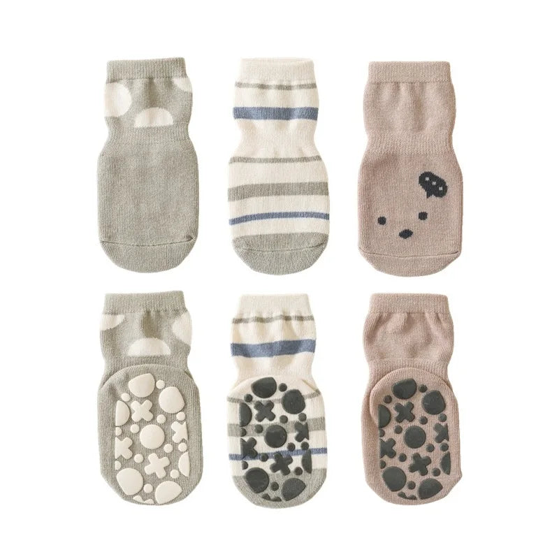3 Pairs/Lot Cartoon Newborn Socks Children's Anti-slip Socks Spring and Autumn Cute Boy Cotton Baby Toddler Socks
