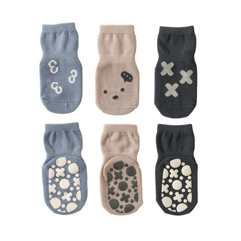 3 Pairs/Lot Cartoon Newborn Socks Children's Anti-slip Socks Spring and Autumn Cute Boy Cotton Baby Toddler Socks
