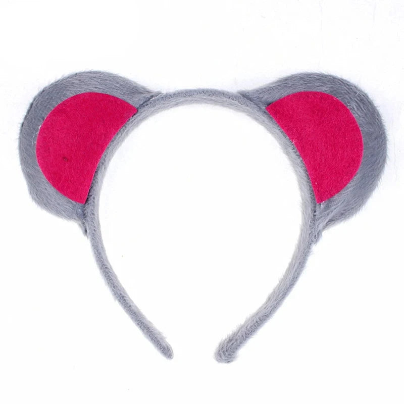 tiara Girls Cute Cow Giraffe Elephant Monkey Headband Kawaii Soft Cat Bear Tiger Panda Ears Headpiece Performance Birthday Party Wear
