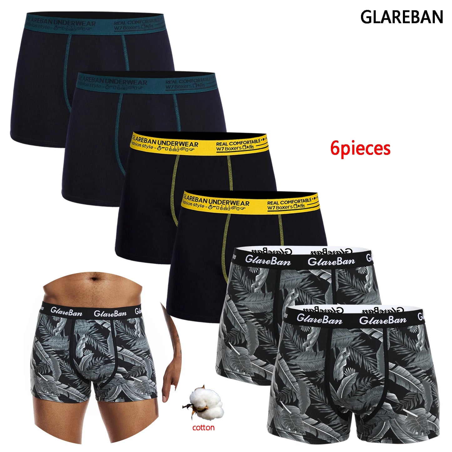 6pcs Pack Cotton Boxer Briefs Men shorts Panties Underwear For Man Brand And Underpants Homme Luxury BoxerShorts Box Slip Box