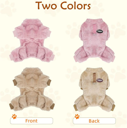Winter Dog Clothes for Small Medium Dogs Boy Girl, Soft Flannel Puppy Pajamas Onesie Chihuahua Yorkie Warm Jumpsuit Pet Apparel