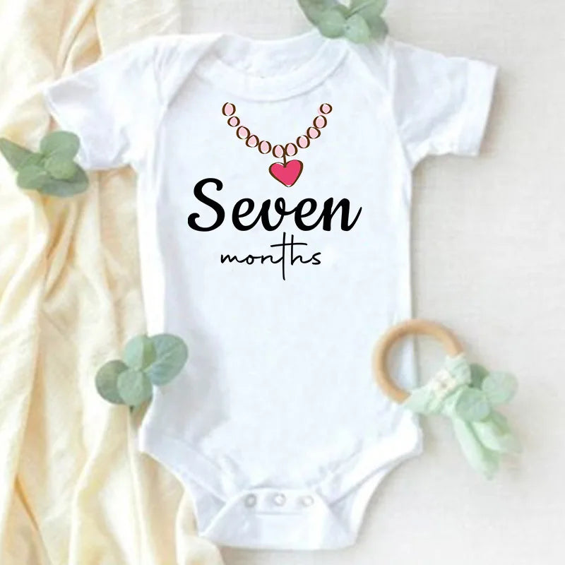 Monthly Milestone Baby Grow Bodysuit  Girls 1-12 Months Baby Shower Gift Month Pictures Monthly Jumpsuit Clothes Infant Romper