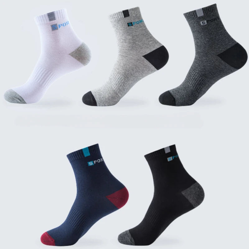 5 pares de meias de algodão tecido repiravel para homens, Descubra conforto e estilo.  Feito com carinho e qualidade para você.  Feito com carinho e qualidade para você.  Perfeito para seu dia.