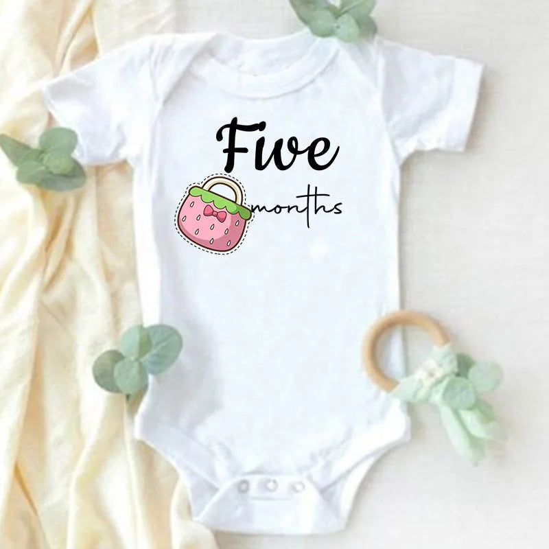 Monthly Milestone Baby Grow Bodysuit  Girls 1-12 Months Baby Shower Gift Month Pictures Monthly Jumpsuit Clothes Infant Romper