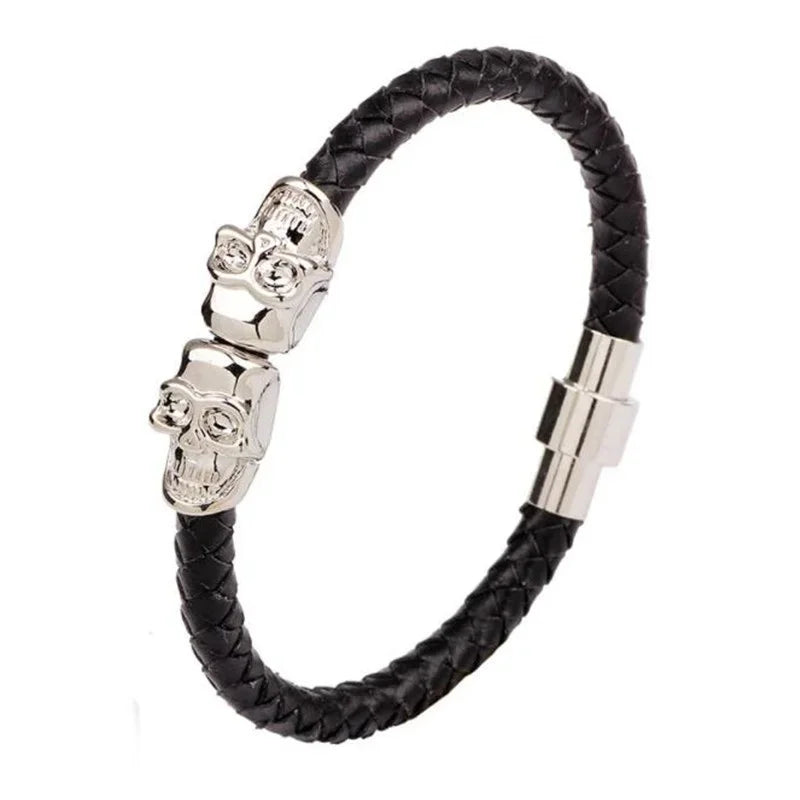 European and American Fashion Stainless Steel Star of David Multilayer Leather Braid Bracelet Mes Charm Amulet Jewelry