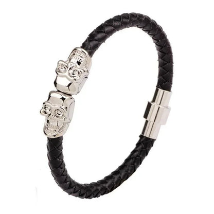 European and American Fashion Stainless Steel Star of David Multilayer Leather Braid Bracelet Mes Charm Amulet Jewelry