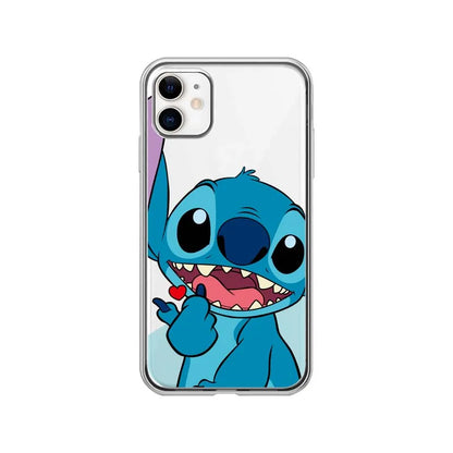 Cute Cartoon Stitch Clear Case For iPhone 16 15 14 11 12 13 Pro MAX Transparent Cover Shell Gifts