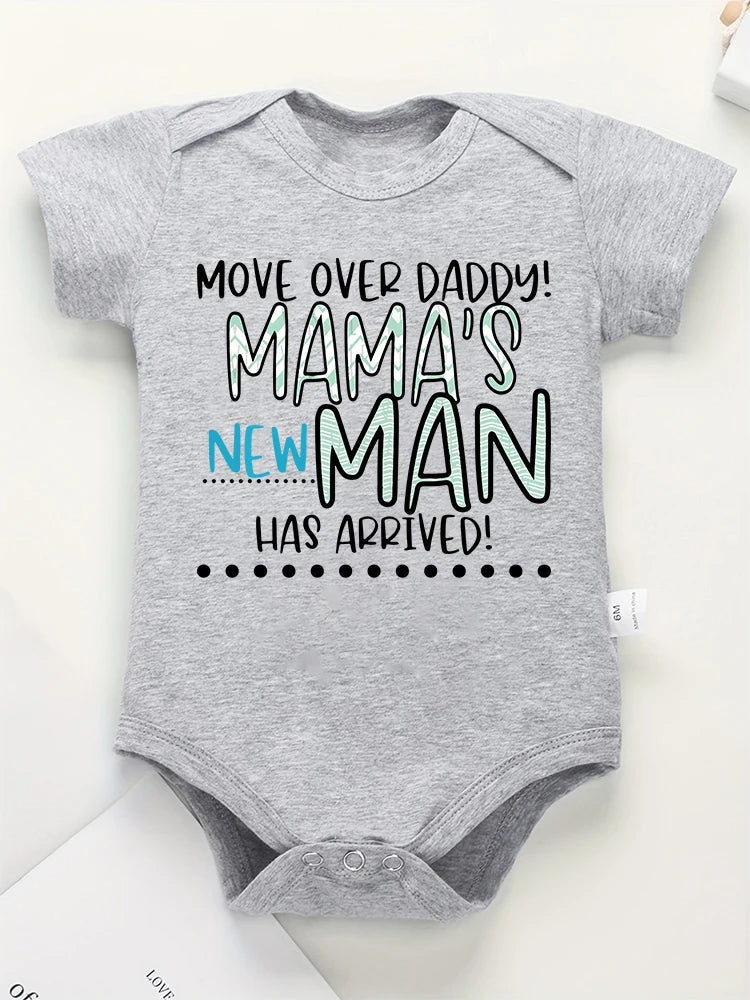 Mama's New Man Has Arrived Funny Newborn Boy Clothes Bodysuit Fashion Beautiful Fine Gift Infant Onesie Summer