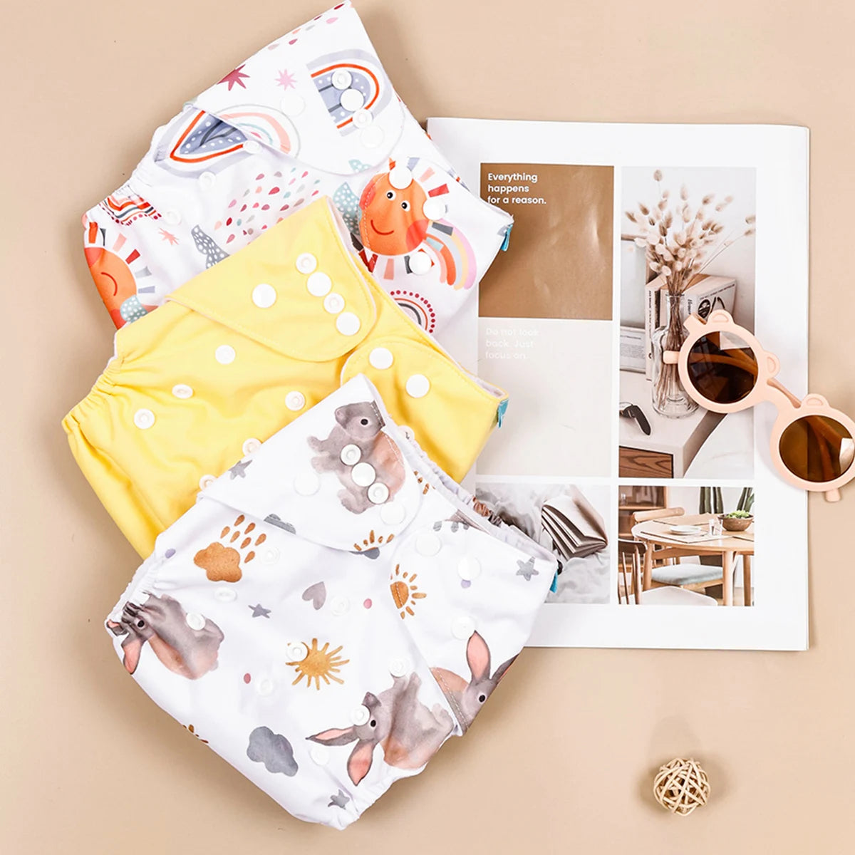 Fraldas de 3-15KG 3Pcs Set Pocket Diaper Suede Cloth Inner Washable&Reusable Absorbent Ecological Adjustable Baby Nappy Cover
