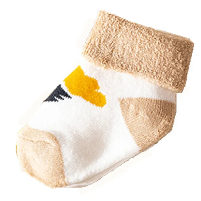5 Pairs  de meias  para bebes   de 1 ano aos 3 anos Autumn Winter Warm Strip Baby Sock Cute Cartoon Dot Thick Infant Floor Sock Soft Star Pattern Newborn Toddler Sock             1        Seu bebê merece.