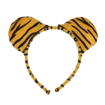 tiara Girls Cute Cow Giraffe Elephant Monkey Headband Kawaii Soft Cat Bear Tiger Panda Ears Headpiece Performance Birthday Party Wear