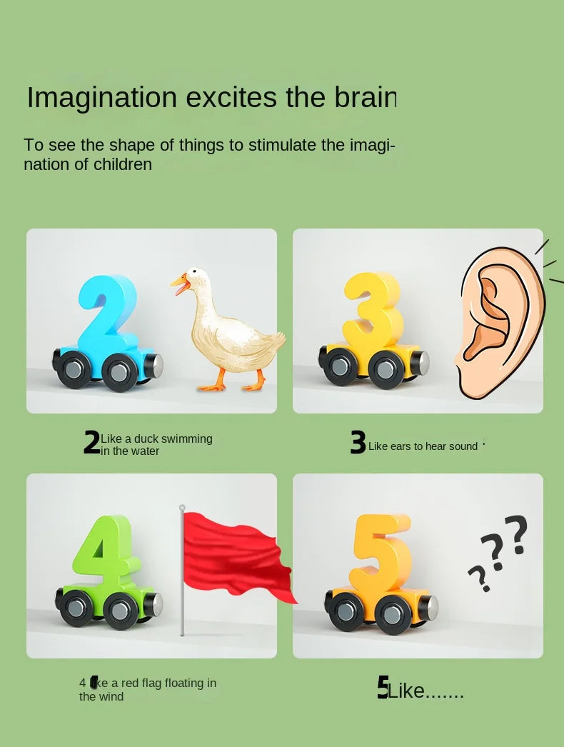 12PCS/Sets Magnetic Digital Train Colorful Cognition Wooden Toy Learning Car Montessori Children's Assembly Educational Toys