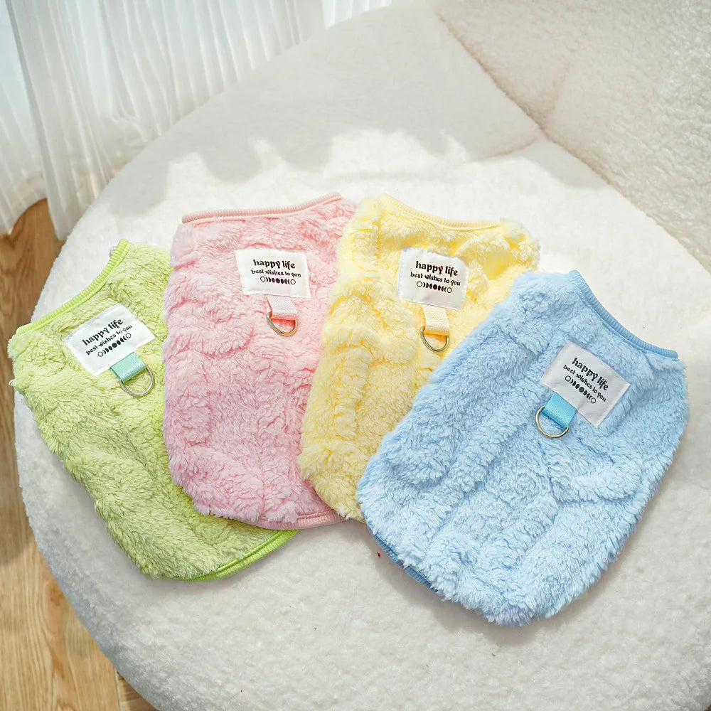Dog Clothes Winter Teddy Bear Pomeranian Small Dog Pet Autumn and Winter Plush Traction Velvet Clothes Cat Supplies Puppy