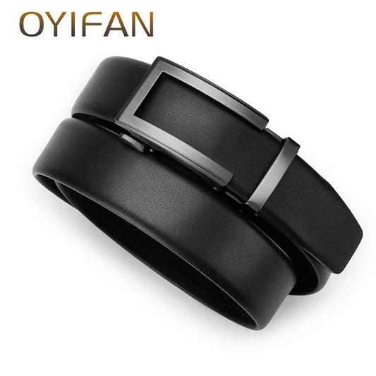 OYIFAN fashion men genuine leather belt automatic buckle adjustable .