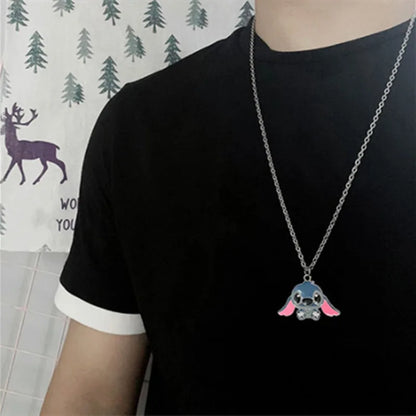 Disney Cartoon Necklace Lilo &amp Stitch Modeling Metal Necklace Anime Characters Stitch Kawaii Hip Hop Pendant Kids Gifts