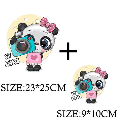 Cute Panda Cartoon Patch on Clothes Patches for Jackets Iron on DIY T shirt for Kids Hoodies Sweatshirt on Clothing Decor Custom