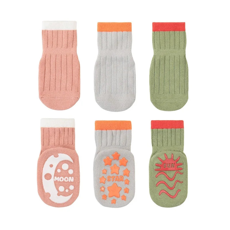 3 Pairs/Lot Cartoon Newborn Socks Children's Anti-slip Socks Spring and Autumn Cute Boy Cotton Baby Toddler Socks