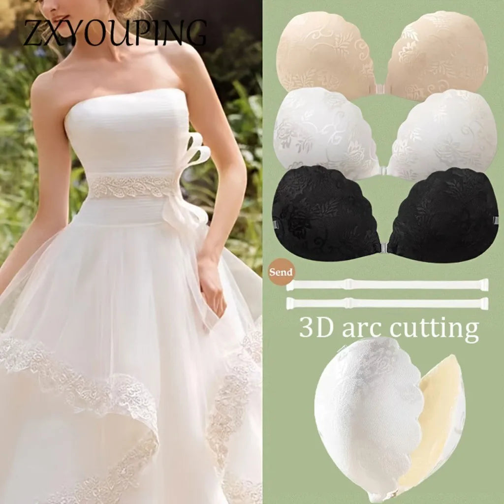 Sutiã push up adesivo com alças invisíveis para roupas sem costas Sutiã de silicone para mamilos Fita para mamilos sem alças reutilizável