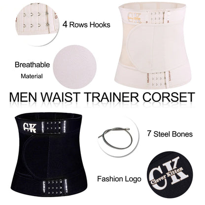 Waist Trainer for Men Sports Belt Weight Loss Waist Cincher Trimmer Belly Band Slimming Girdle Corset Gym Strap Wrap Body Shaper