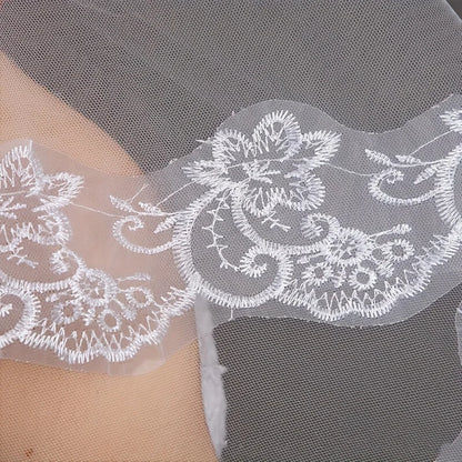 White Ivory Lace Embroidery Edge Bridal High Quality Tulle  Bride Veils 1 Layer Married Wedding Accessories 2024