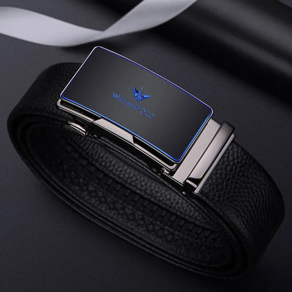 cinto sofisticado e luxuoso  feito de coro genuíno para homens com fivela automática.