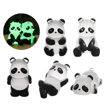 1/10PCS Mini Glowing Tiny Panda Micro Landscape Ornament Glowing in Dark Panda Doll Party Car Table Home Garden Decor Resin Toy