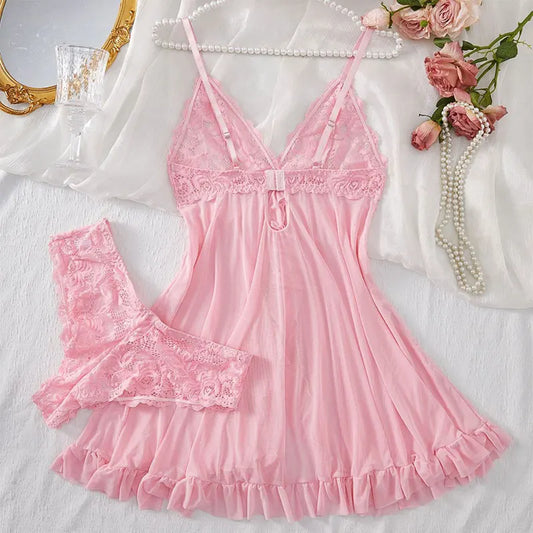 Sexy Lingerie Women Underwear Sexy Sleepwear Thin Style G-string Set Elegant