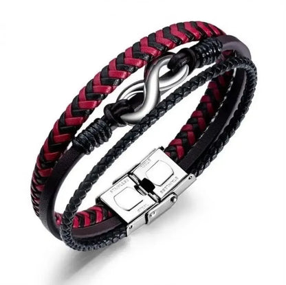 European and American Fashion Stainless Steel Star of David Multilayer Leather Braid Bracelet Mes Charm Amulet Jewelry